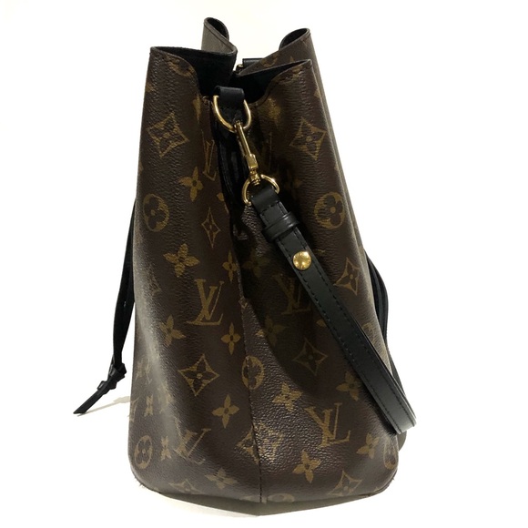 Authentic Louis Vuitton Monogram &  Black Leather NeoNoe 2 Way Bucket Bag - Picture 3 of 17